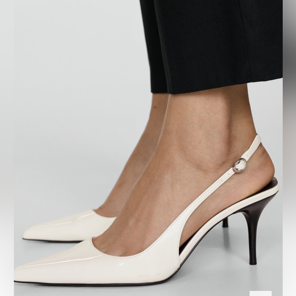 MANGO Cream White Slingback Heels